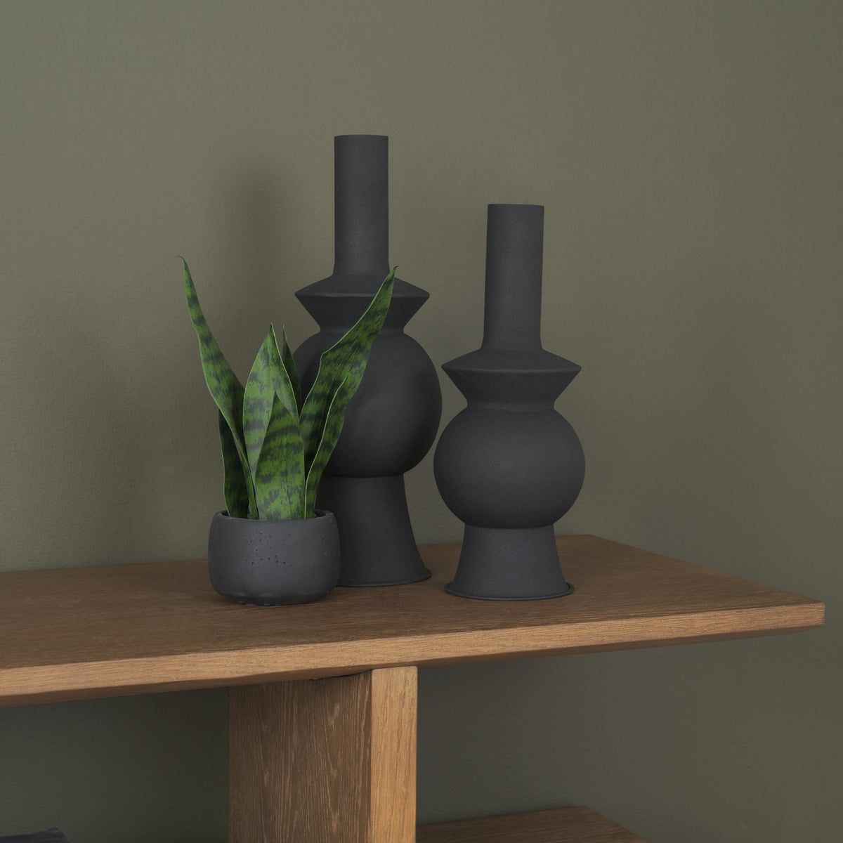 Veda Black Small Metal Geometric Vase - Ornate Home
