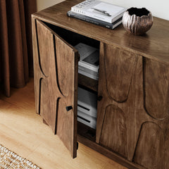 Veda Walnut 72" Mango Wood Sideboard Cabinet - Ornate Home