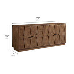 Veda Walnut 72" Mango Wood Sideboard Cabinet - Ornate Home