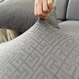 Vedic Chant Jacquard Fleece Fabric Stretch Cushion Cover, Non-Slip Furniture Protector for Kids, Chaise Lounge Cushion Covers - Ornate Home