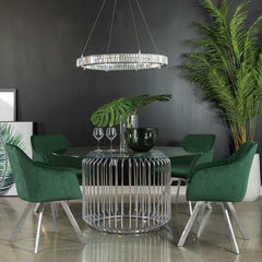 Veena Polished Chrome Round Dining Table Base - Ornate Home