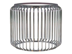 Veena Polished Chrome Round Dining Table Base - Ornate Home