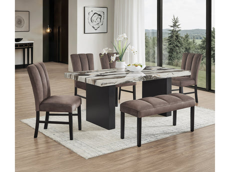 Vega Black/Brown/White Dining Set - Ornate Home