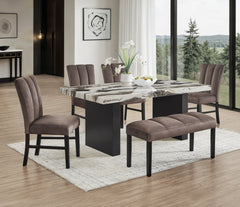 Vega Black/White Faux Marble Dining Table - Ornate Home