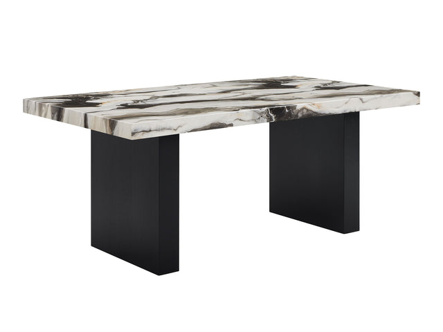 Vega Black/White Faux Marble Dining Table - Ornate Home