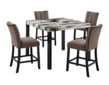 Vega Mocha/Black Faux Marble Top Counter Height Dining Set - Ornate Home