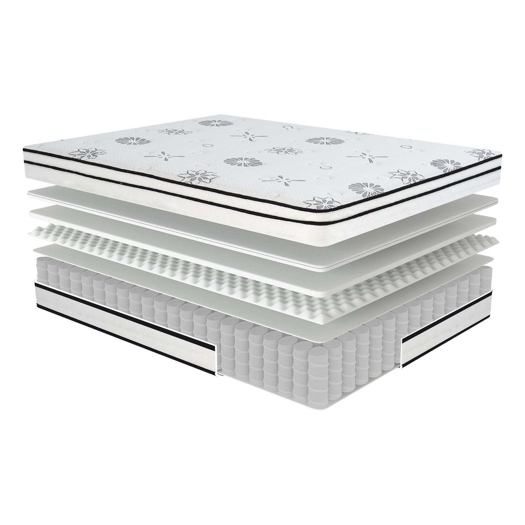 Vela White 12" California King Hybrid Mattress - Ornate Home