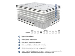 Vela White 12" Eastern King Hybrid Mattress - Ornate Home