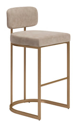 Velar Beige & Bronze Barstool (Set of 2) - Ornate Home