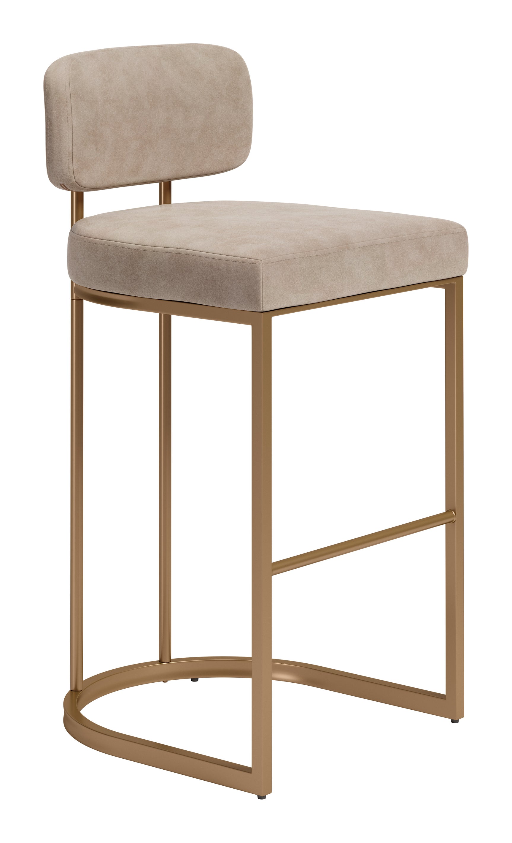 Velar Beige & Bronze Barstool (Set of 2) - Ornate Home