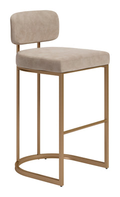 Velar Beige & Bronze Barstool (Set of 2) - Ornate Home
