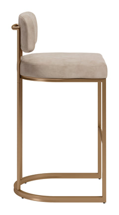 Velar Beige & Bronze Barstool (Set of 2) - Ornate Home