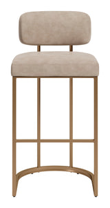Velar Beige & Bronze Barstool (Set of 2) - Ornate Home