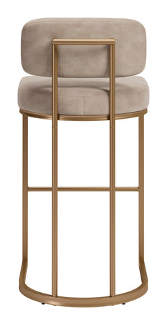 Velar Beige & Bronze Barstool (Set of 2) - Ornate Home