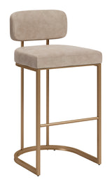 Velar Beige & Bronze Barstool (Set of 2) - Ornate Home