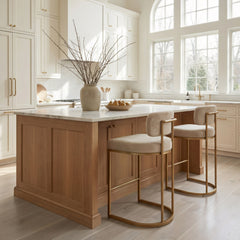 Velar Beige & Bronze Counter Stool (Set of 2) - Ornate Home