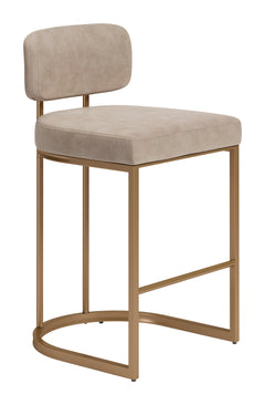Velar Beige & Bronze Counter Stool (Set of 2) - Ornate Home