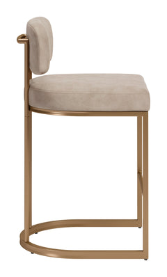 Velar Beige & Bronze Counter Stool (Set of 2) - Ornate Home