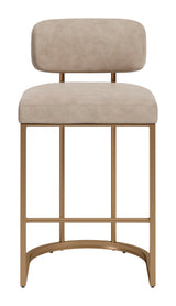 Velar Beige & Bronze Counter Stool (Set of 2) - Ornate Home