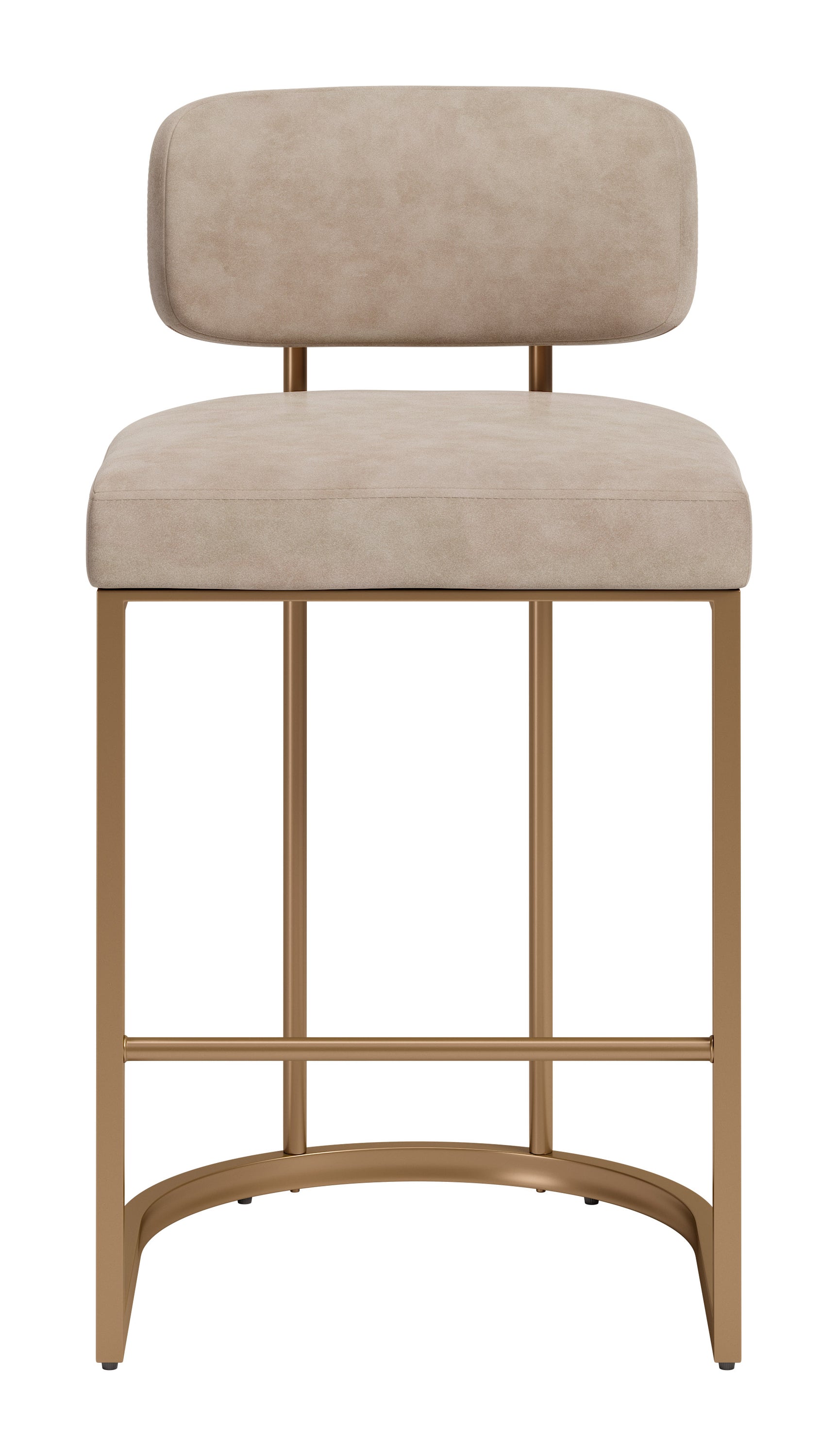 Velar Beige & Bronze Counter Stool (Set of 2) - Ornate Home