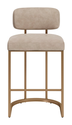 Velar Beige & Bronze Counter Stool (Set of 2) - Ornate Home