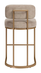 Velar Beige & Bronze Counter Stool (Set of 2) - Ornate Home