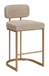 Velar Beige & Bronze Counter Stool (Set of 2) - Ornate Home