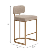 Velar Beige & Bronze Counter Stool (Set of 2) - Ornate Home
