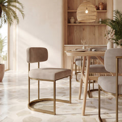 Velar Beige & Bronze Dining Chair (Set of 2) - Ornate Home