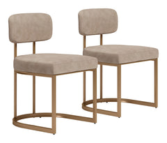 Velar Beige & Bronze Dining Chair (Set of 2) - Ornate Home