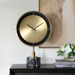 Velar Black/Brass Modern Table Clock - Ornate Home
