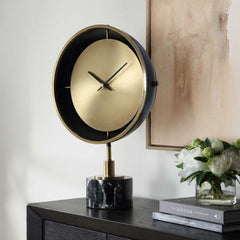 Velar Black/Brass Modern Table Clock - Ornate Home