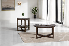 Vellara Dark Walnut 36"Cocktail Table w/ Wood Top - Ornate Home