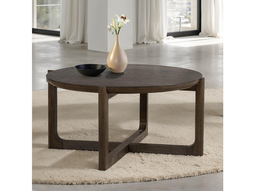 Vellara Dark Walnut 42" Cocktail Table w/ Wood Top - Ornate Home