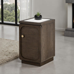 Vellara Dark Walnut Chairside Table w/ 1 Power Outlet - Ornate Home
