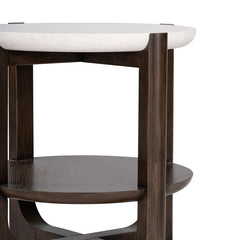 Vellara Dark Walnut End Table w/ Stone Top - Ornate Home
