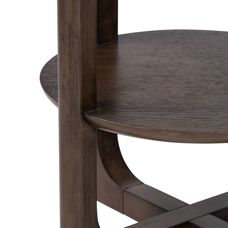 Vellara Dark Walnut End Table w/ Stone Top - Ornate Home