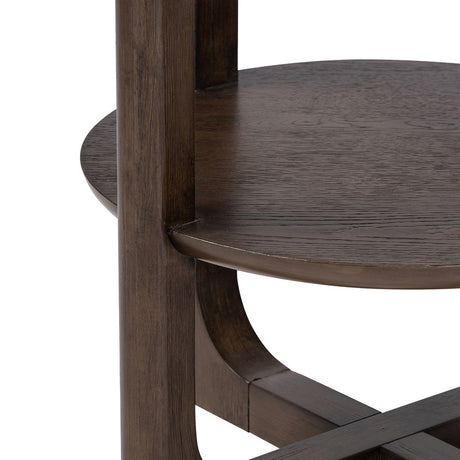 Vellara Dark Walnut End Table w/ Stone Top - Ornate Home