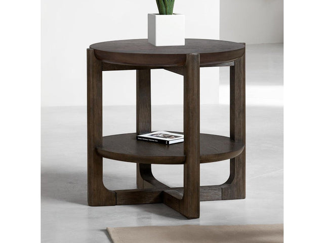 Vellara Dark Walnut End Table w/ Wood Top - Ornate Home