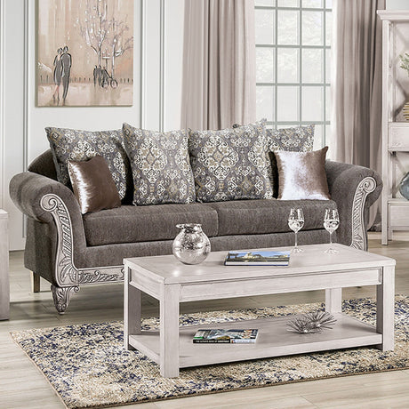 Velletri Warm Gray/Weathered White Sofa - Ornate Home