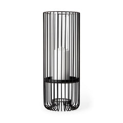 Velo Black Large Metal Cylindrical Table Candle Holder - Ornate Home