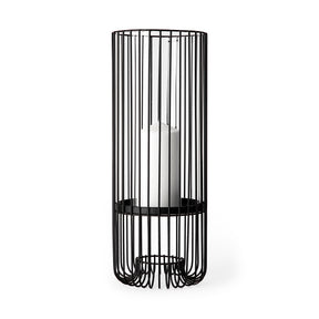Velo Black Large Metal Cylindrical Table Candle Holder - Ornate Home