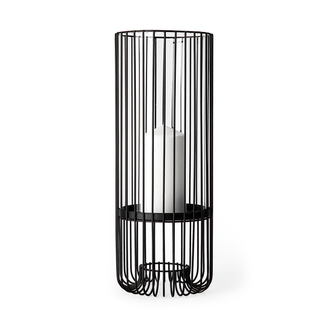 Velo Black Large Metal Cylindrical Table Candle Holder - Ornate Home
