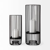 Velo Black Large Metal Cylindrical Table Candle Holder - Ornate Home