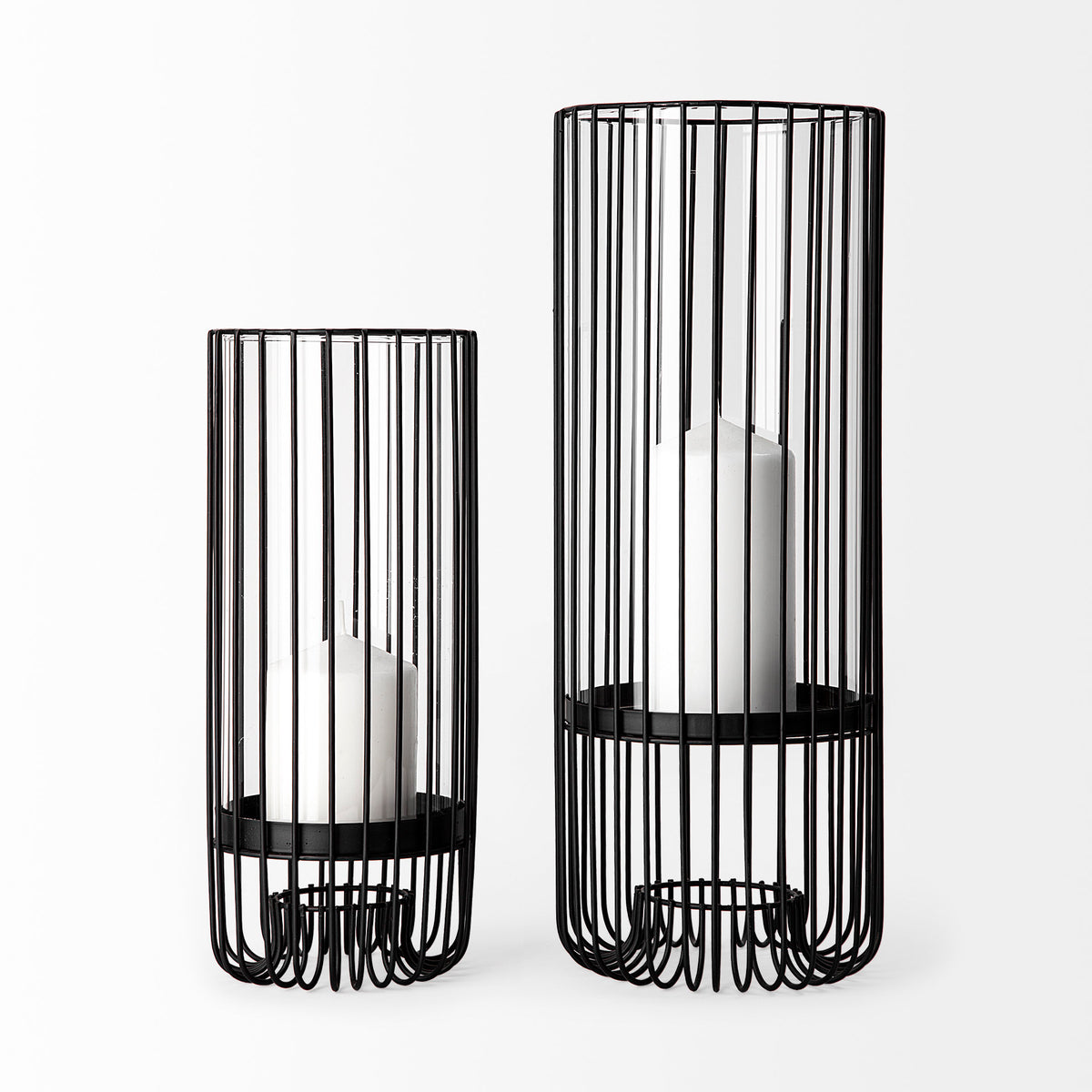 Velo Black Large Metal Cylindrical Table Candle Holder - Ornate Home