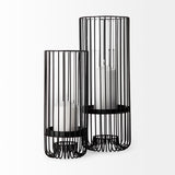 Velo Black Large Metal Cylindrical Table Candle Holder - Ornate Home