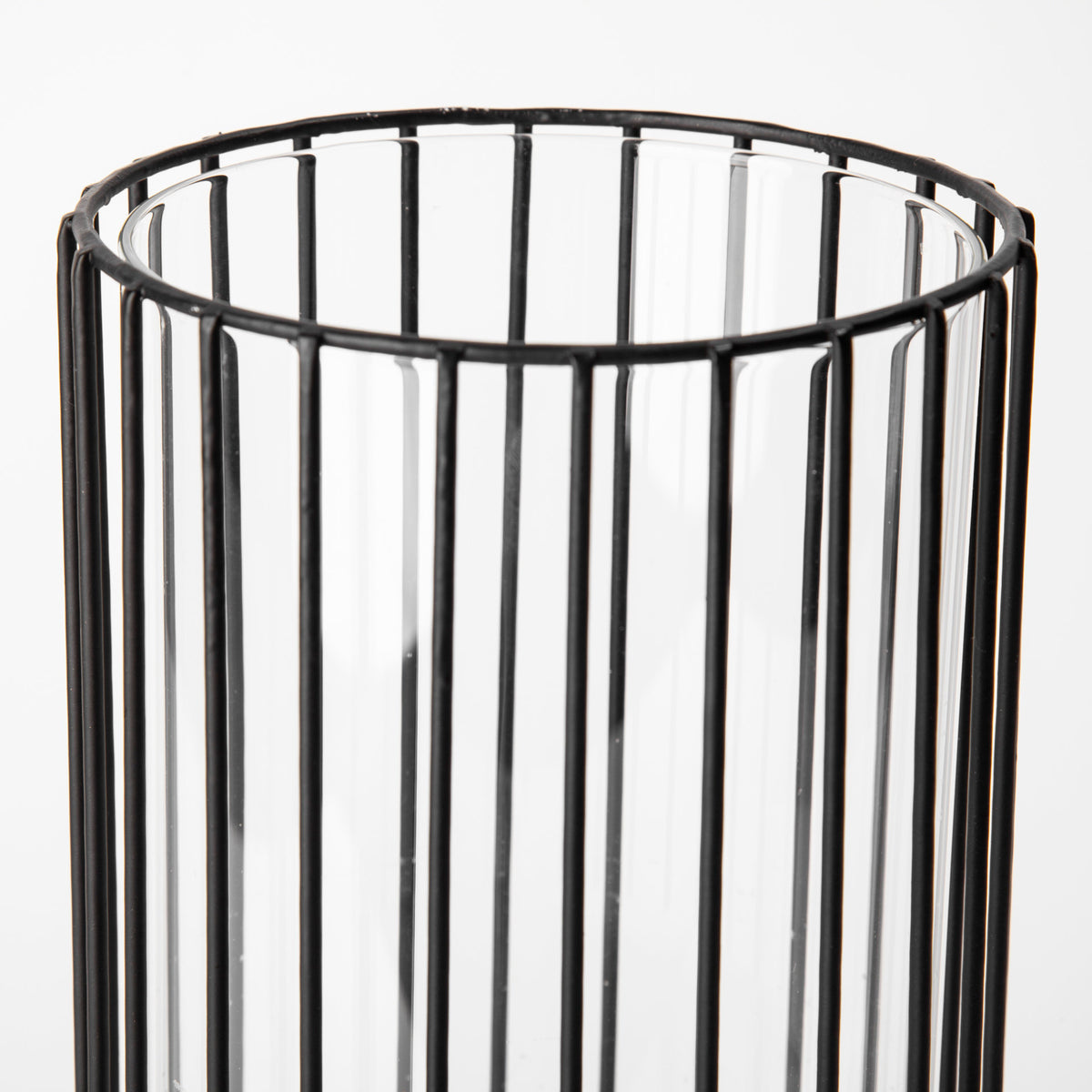 Velo Black Large Metal Cylindrical Table Candle Holder - Ornate Home
