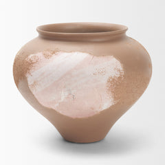 Velo Brown/White Hand-Painted Terracotta Decorative Vase - Ornate Home