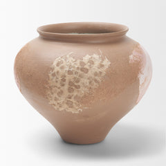 Velo Brown/White Hand-Painted Terracotta Decorative Vase - Ornate Home