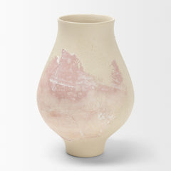 Velo Cream/Blush/Pink Hand-Painted Terracotta Decorative Vase - Ornate Home